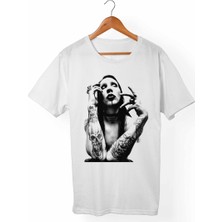 Alfa Tshirt Marilyn Manson Çocuk Beyaz Tişört