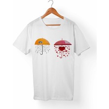 Alfa Tshirt Umbrella Şemsiye Baskılı Çocuk Beyaz Tişört