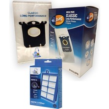 Populer Philips Uyumlu  Performer Expert FC8726/09 Mega 12'li Paket Toz Torbası + Hepa Filtre