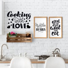 BK Gift Dekoratif Doğal Ahşap Raf Mutfak Konseptli 2’li Ahşap Tablo ve Duvar Süsü-7