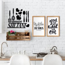 BK Gift Dekoratif Doğal Ahşap Raf Mutfak Konseptli 2’li Ahşap Tablo ve Duvar Süsü-10