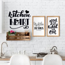 BK Gift Dekoratif Doğal Ahşap Raf Mutfak Konseptli 2’li Ahşap Tablo ve Duvar Süsü-6