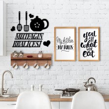 BK Gift Doğal Ahşap Raflı Dekoratif Fincan Askılığı Mutfak Konseptli 2’li Ahşap Tablo ve Duvar Süsü-3