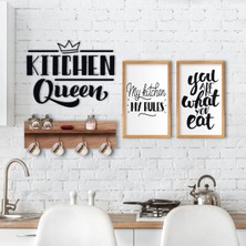 BK Gift Doğal Ahşap Raflı Dekoratif Fincan Askılığı Mutfak Konseptli 2’li Ahşap Tablo ve Duvar Süsü-5