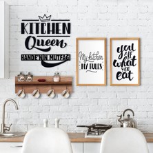BK Gift Doğal Ahşap Raflı Dekoratif Fincan Askılığı Mutfak Konseptli 2’li Ahşap Tablo ve Isme Özel Duvar Süsü-5