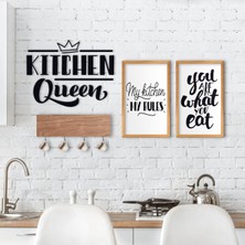 BK Gift Doğal Ahşap Dekoratif Fincan Askılığı Mutfak Konseptli 2’li Ahşap Tablo ve Duvar Süsü-5