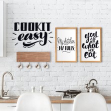 BK Gift Doğal Ahşap Dekoratif Fincan Askılığı Mutfak Konseptli 2’li Ahşap Tablo ve Duvar Süsü-4
