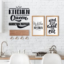 BK Gift Doğal Ahşap Dekoratif Fincan Askılığı Mutfak Konseptli 2’li Ahşap Tablo ve Isme Özel Duvar Süsü-5