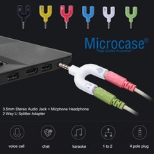 Microcase Cep Telefonu Tablet Notebook Için 3.5 mm Çift Çıkış Kulaklık ve Mikrofon Adaptörü - AL2594