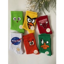 Çorap Dünyam 6'li Renkli Düz Neşeli Kolej Tenis CD433