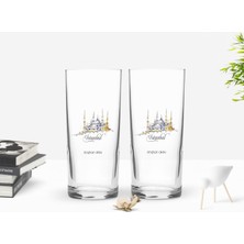 Kişiye Özel Renkli Baskılı İstanbul Tasarımlı Turistik İkili Rakı Bardağı Seti-4