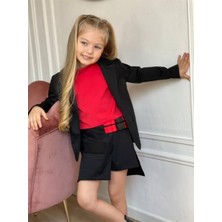 Quzucuk Kids Kız Çocuk Ceketli Kırmızı Şort Etek Takım