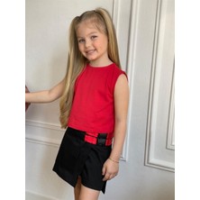 Quzucuk Kids Kız Çocuk Ceketli Kırmızı Şort Etek Takım