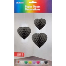 Hayaller Dükkanı Süs Petek Modeli Kalpli 3 Lü Set Siyah Pk:3