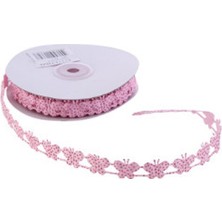 Hayaller Dükkanı Kurdela Kelebekli Simli 2cm Pembe Pk:20yard0