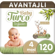 Baby Turco Doğadan Avantajlı Bebek Bezi 4 Numara Maxi 120'Lİ