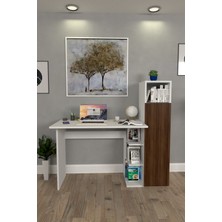 Moonlife Diamond Dolaplı Çalışma Masası Beyaz Ceviz