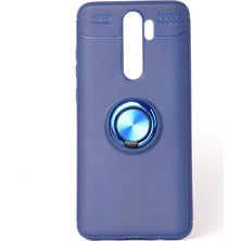 kilifone - Xiaomi Redmi Note 8 Pro - Kılıf Yüzüklü Karbon Ravel Silikon Kapak - Mavi - T10121