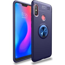 kilifone - Xiaomi Redmi Note 6 Pro - Kılıf Yüzüklü Karbon Ravel Silikon Kapak - Mavi - T11038