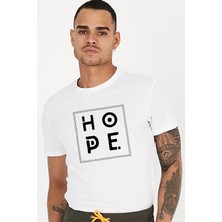 Blah Hope Slogan Baskılı Bisiklet Yaka Erkek Tişört
