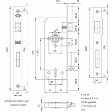 Eym Kale 151-R Oda Kilidi Oval 40 mm