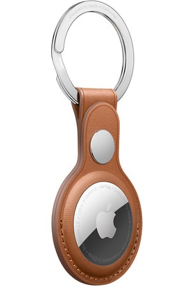 Apple Airtag Leather Key Ring - Saddle Brown