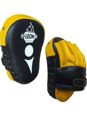By Leon 1982 Leon Ultimate Hakiki Deri Boks ve Kick Boks El Lapası Ellik Siyah Sarı