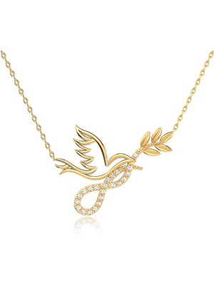 İndigo Takı Barış Güvercini Altın Kaplama Gümüş Kolye