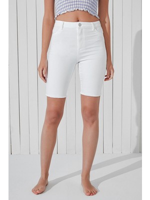 Penti Beyaz White Denim Bermuda