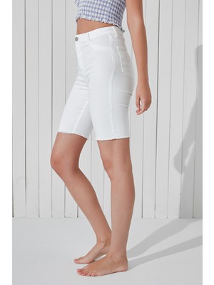 Penti Beyaz White Denim Bermuda