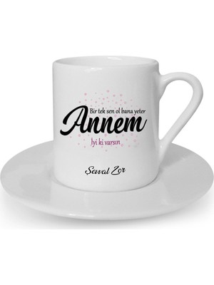 Hediye Rengi  Isme Özel Kahve Fincanı Seti - Annem