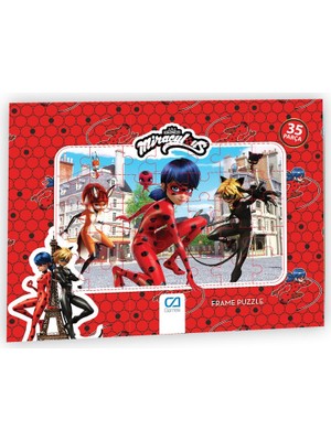 Ca Games Miraculous Uğur Böceği ve Kara Kedi Frame Puzzleyapboz 35 Parça Kırmızı
