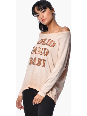 Cotton Candy Baskılı Uzun Kollu T-Shirt - Turuncu Turuncu - M