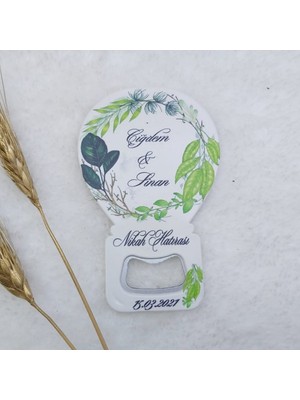 Hayaller Dükkanı 30 Adet Yeşil Çiçekli Baskılı Balon Açacak Magnet 11X7 cm Uv Nişan Liği Nikah Şekeri