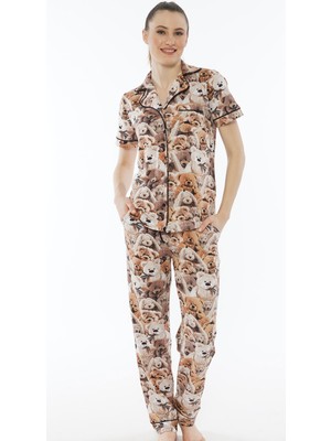 Vienetta Pamuklu Tamamı Düğmeli Kısa Kol Pijama Takım
