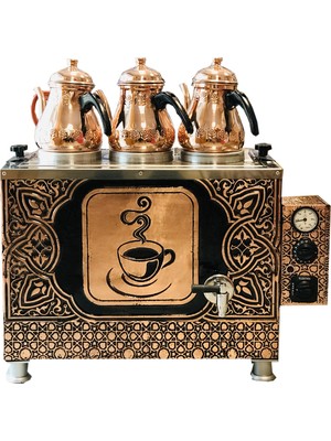 Elektrikli Bakır Çay Kazanı Üç Demlikli Endüstriyel Çay Makinesi