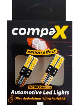 Compax Led Ampul Turuncu Dipsiz T10 Park Ampulü 12v 24 Ledli Canbuslu 2 Adet