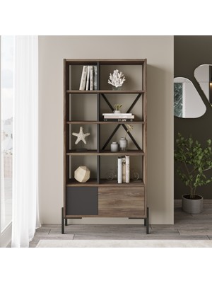 Robin Home Victor Kapaklı Kitaplık Metal Ayaklı