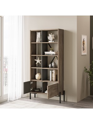 Robin Home Victor Kapaklı Kitaplık Metal Ayaklı