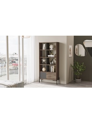 Robin Home Victor Kapaklı Kitaplık Metal Ayaklı