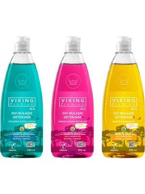 Viking Premium Vegan 3'lü Sıvı Bulaşık Deterjanı
