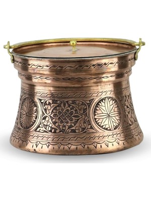 Ferasahil İşlemeli Eskitme Yoğurt Bakır Bakraç 5 lt.