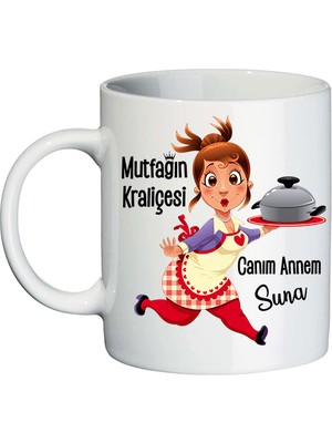 Biresimden Anneler Günü Hediyesi Mutfağın Kraliçesi Canım Annem Isimli Kupa Bardak