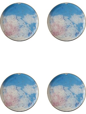 Porland Cosmos Desen Düz Tabak 20cm 4'lü 04ALM003406