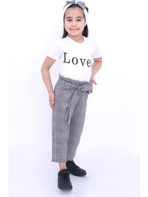 Cansın Mini Kız Çocuk Beyaz Loved Yazı Baskılı 2-11 Yaş 3'lü Takım 6572