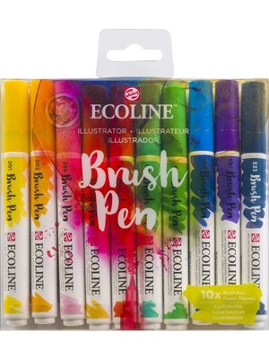Talens Ecoline Brush Pen Fırça Uçlu Kalem Seti 10 Renk Illustratıon Colors