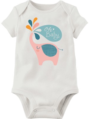 Limon  Bebek Beyaz  Baskılı Pamuklu Body