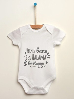 Limon  Bebek Beyaz Herkes Bana Ben Halama Hastayım Baskılı Body Zıbın