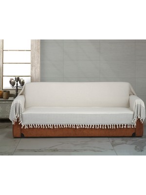 Genç Uludağ Elmas Desen Kolları Örten Koltuk Örtüsü Kreme Gri