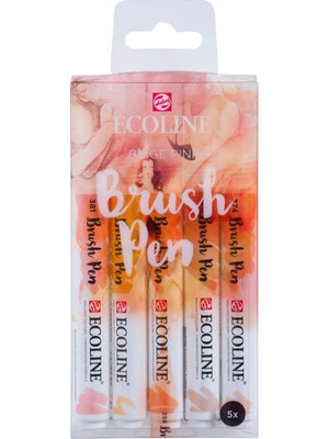 Talens Ecoline Fırça Uçlu Sulu Boya Kalem Seti 5'li Pembe & Bej Tonları